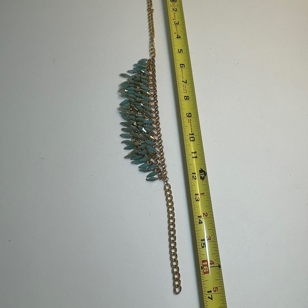 Turquoise-Colored Crystal Statement Necklace - image 6